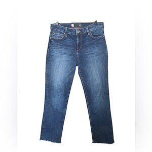 Kut from the Kloth Catherine Boyfriend Dark Wash Raw Hem Jeans Size 4‎